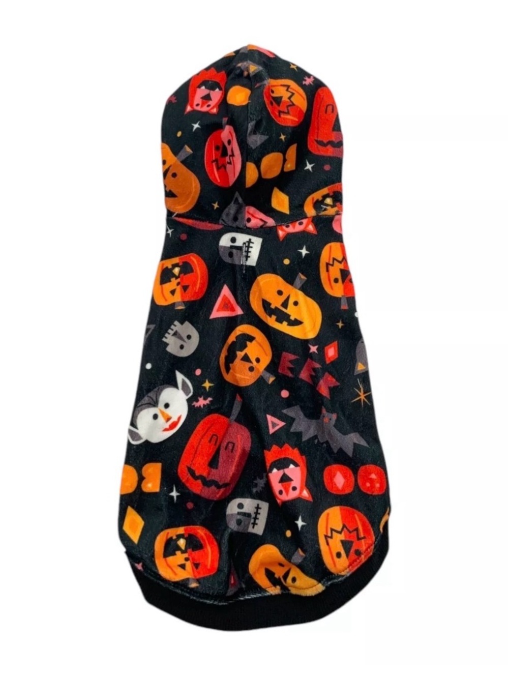 Halloween Pumpkin Print Dog Hoodie - Black & Orange